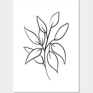 Leaves minimal line art Posters and Art